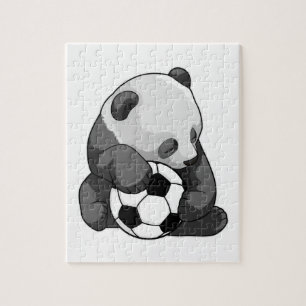 Quebra-cabeça Panda com bola de futebol