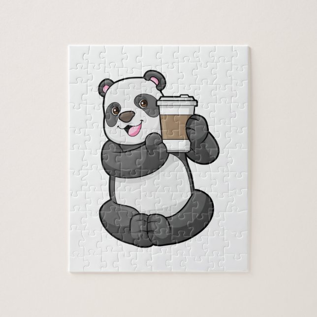 Quebra-cabeça Panda com café para ir (Vertical)