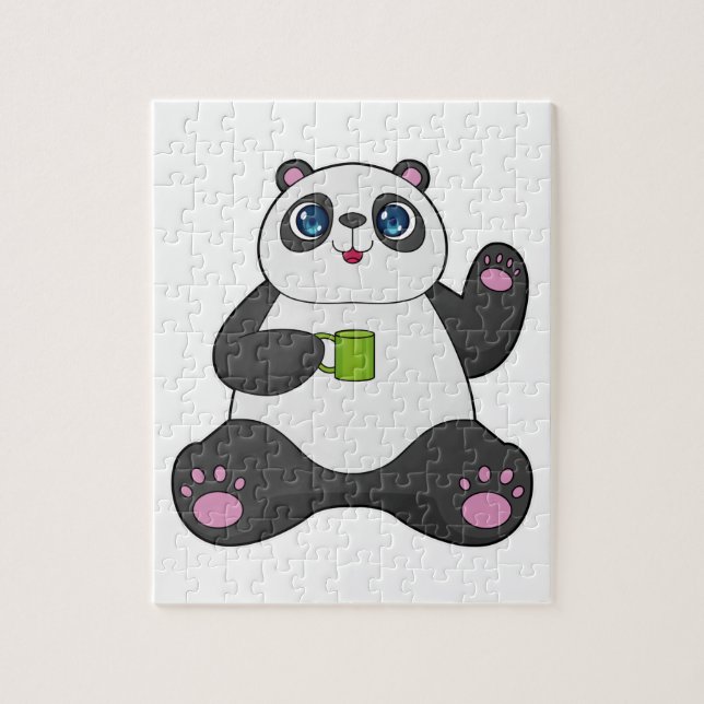 Quebra-cabeça Panda com caneca de café (Vertical)