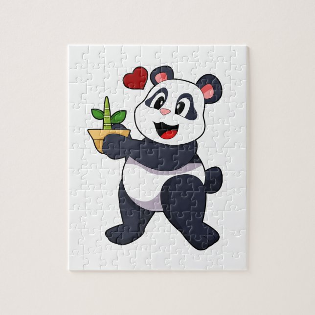 Quebra-cabeça Panda com Flor Bamboo (Vertical)