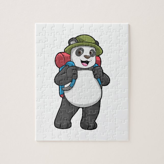 Quebra-cabeça Panda como Hiker com mochila (Vertical)