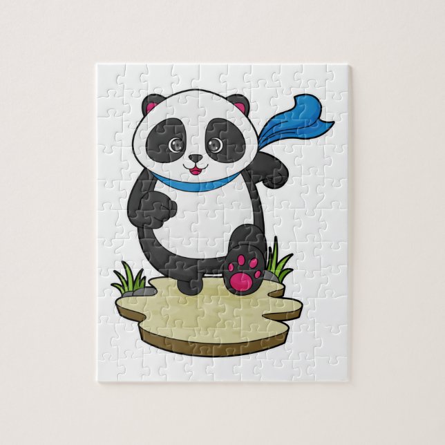 Quebra-cabeça Panda como Runner com Scarf (Vertical)