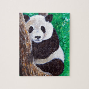 Quebra-cabeça Panda em pintura em árvore