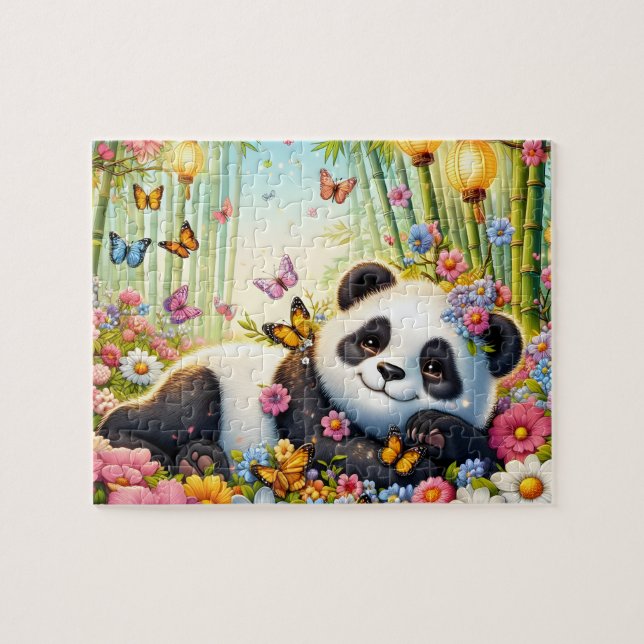 Quebra-cabeça Panda Floral Boho (Horizontal)