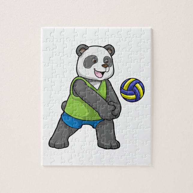 Quebra-cabeça Panda no Esporte com Voleibol (Vertical)