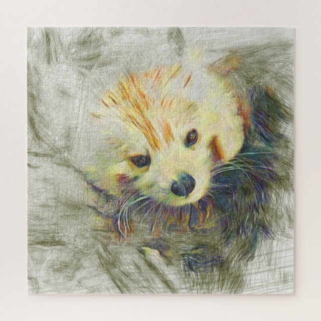 Quebra-cabeça Panda Vermelha Artista (Vertical)