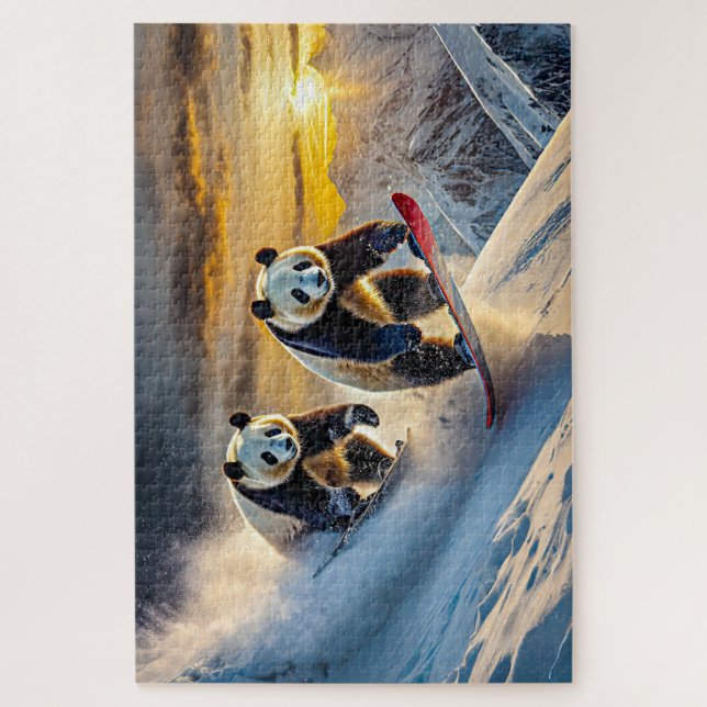 Quebra-cabeça Pandas no Snowboards Design por Rich AMeN Gill (Vertical)
