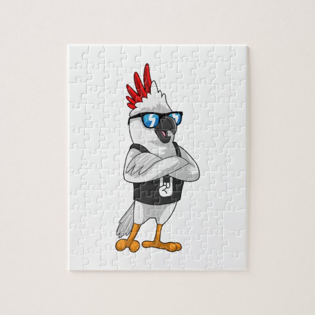 Quebra-cabeça Papagaio como músico com óculos escuros (Vertical)