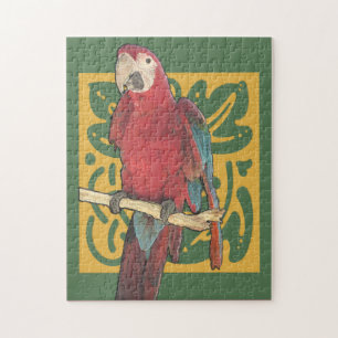 Quebra-cabeça Papagaio do vermelho de Nouveau da arte
