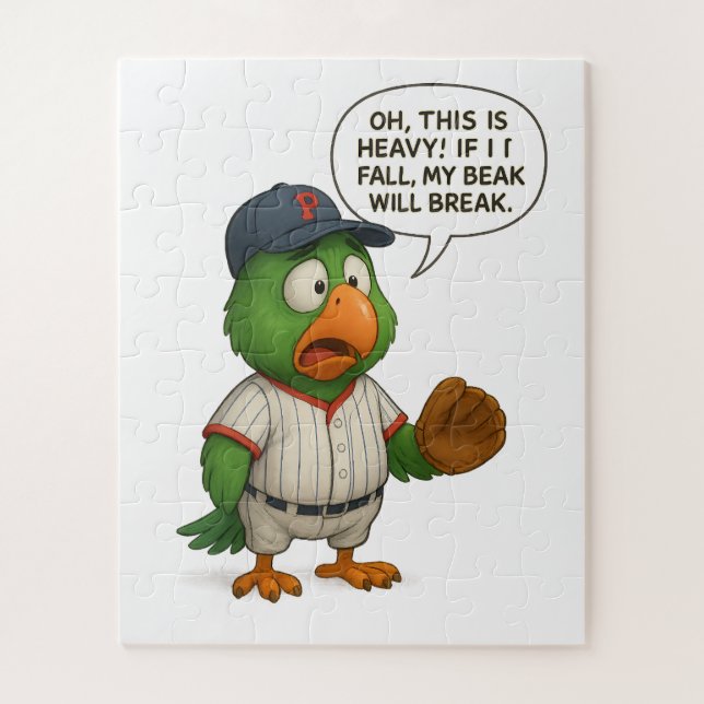 Quebra-cabeça papagaio engraçado de beisebol (Vertical)