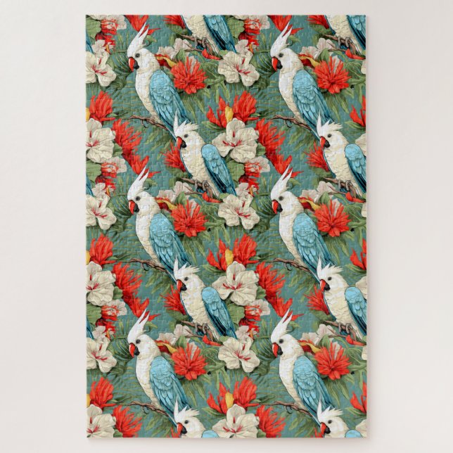 Quebra-cabeça Papagaio Tropical Colorido Difícil (Vertical)