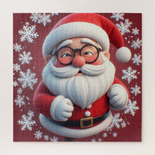 Quebra-cabeça Papai Noel Alegre Rodeado de Flocos de Neve