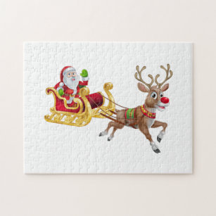 Jogos de Quebra cabeça da Papai Noel, renas e elfos para imprimir