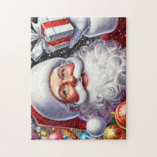 Quebra-cabeça Papai Noel clássico com presente e enfeites