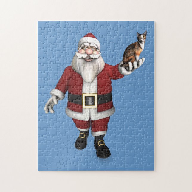 Quebra-cabeça Papai Noel com Calico Cat (Vertical)