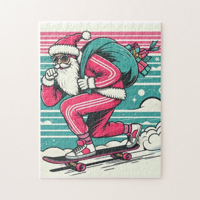 Quebra-cabeça Papai Noel de skate (Vertical)