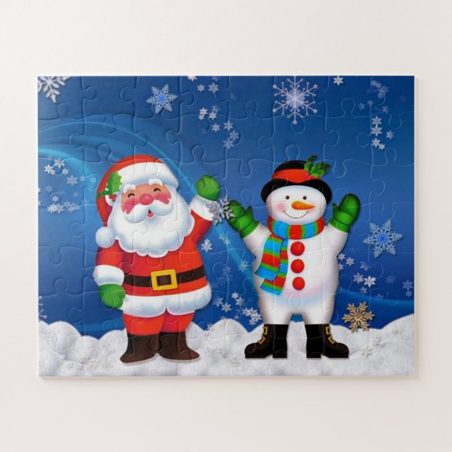 Quebra-cabeça Papai Noel e Boneco de Neve (Horizontal)