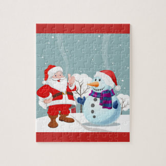 Quebra-cabeça Papai noel e boneco de neve de sorriso