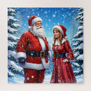 Quebra-cabeça Papai Noel e Sra. Claus festivos