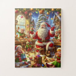 Quebra-cabeça Papai Noel em sua Oficina 30 Peças Sobredimensiona