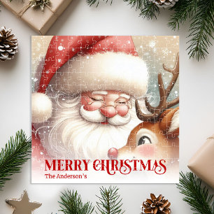 Quebra-cabeça Papai Noel Encantador Rudolph Personalizado para C