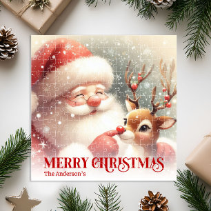 Quebra-cabeça Papai Noel Fofo Rudolph Presente Personalizado par