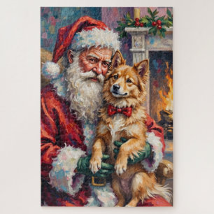 Quebra-cabeça Papai Noel segurando a arte de Natal do Finnish La