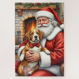 Quebra-cabeça Papai Noel segurando um American Staffordshire Ter