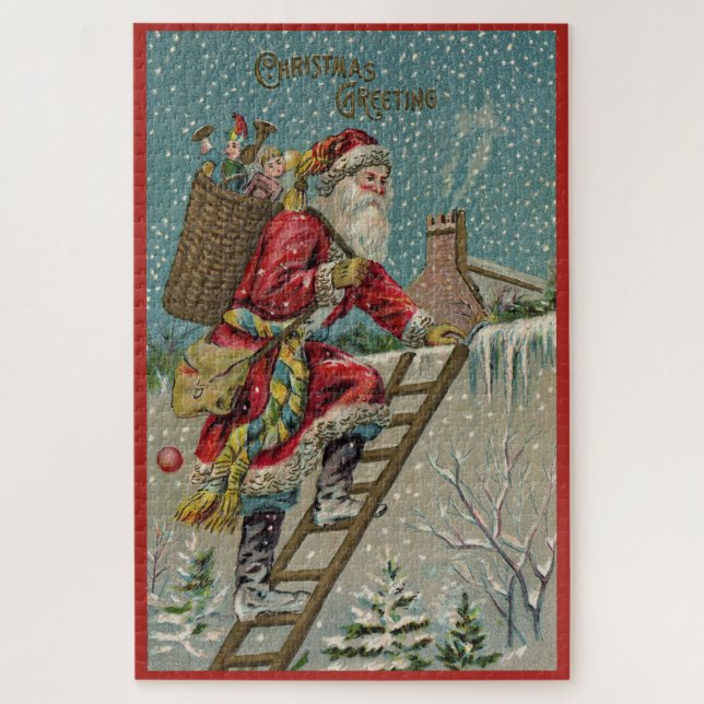 Quebra-cabeça Papai Noel vitoriano manda um Greeti de Natal (Vertical)