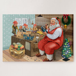 Quebra-cabeça Papais noeis de Natal Elves Monograma Tradição Fol