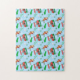 Quebra-cabeça Papais noeis De Natal Golfando Com O Padrão De Rei