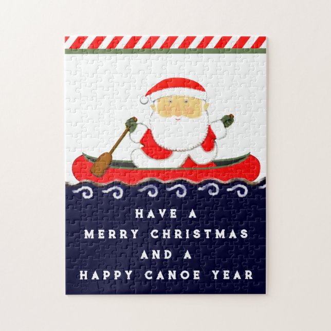 Quebra-cabeça Papais noeis de Natal Kayaking (Vertical)