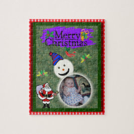 Quebra-cabeça Papais noeis e boneco de neve adicionam sua foto a