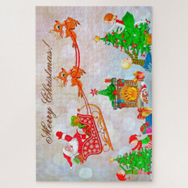 Quebra-cabeça Papais noeis e renas