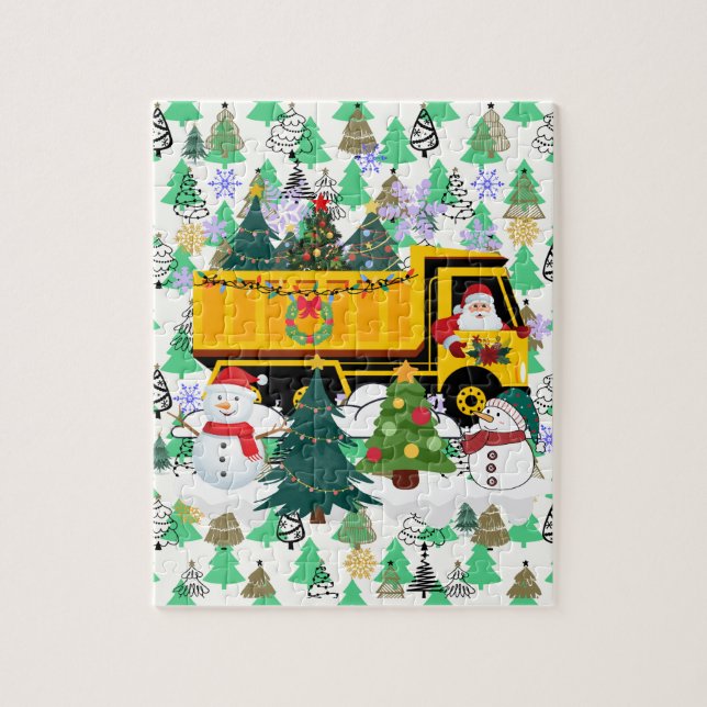 Quebra-cabeça Papais noeis Entregando Árvores de Natal (Vertical)