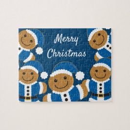 Quebra-cabeça Papais noeis Gingercake Men Cookie Blue Christmas
