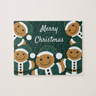 Quebra-cabeça Papais noeis Gingercake Men Cookie Green Christmas