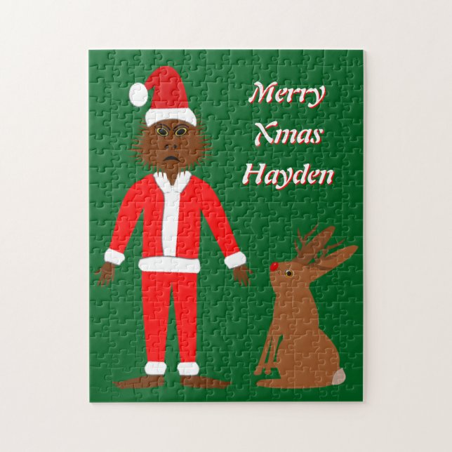 Quebra-cabeça Papais noeis Sasquatch e Jackalope - Natal Persona (Vertical)