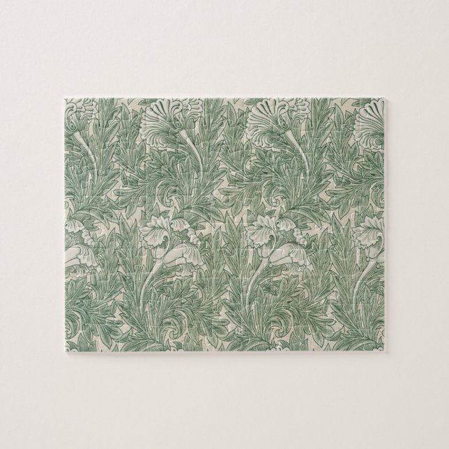 Quebra-cabeça papel de parede de tulipa têxtil verde william mor (Horizontal)