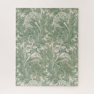 Quebra-cabeça papel de parede de tulipa william morris verde