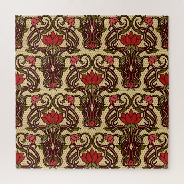 Quebra-cabeça Papel de parede floral Art Nouveau. (Vertical)