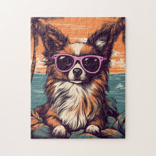 Quebra-cabeça Papillon com óculos Sunitas na praia