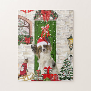 Quebra-cabeça Papillon Dog Christmas