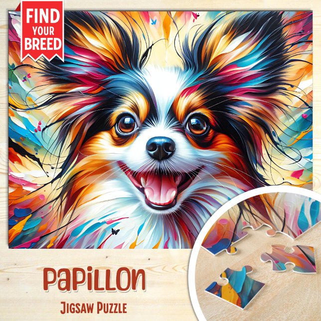 Quebra-cabeça Papillon Portrait Arte Acrílica Impressão Cão-Gran (Criador carregado)