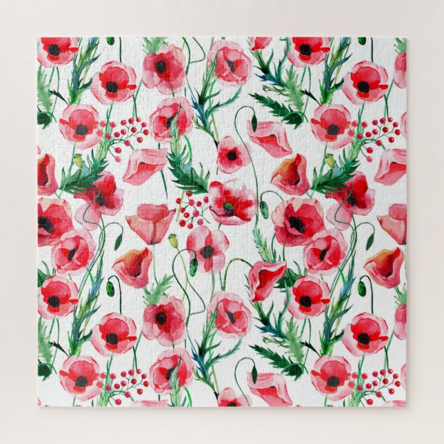 Quebra-cabeça Papoilas vermelhas: ilustração floral de aquarela (Vertical)
