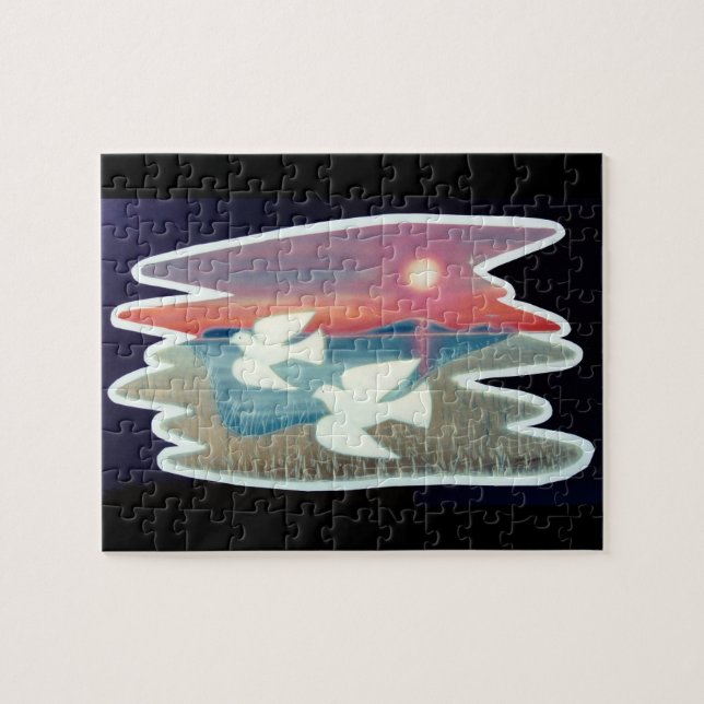 Quebra-cabeça Par de Doves Voando (Horizontal)