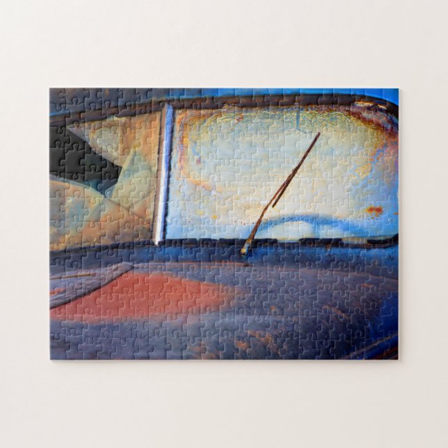 Quebra-cabeça Para-brisas de um velho caminhão enferrujado (Horizontal)