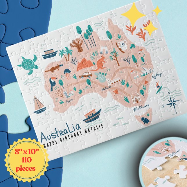 Quebra-cabeça para Crianças do Mapa Personalizado  (Personalized Australia Map Jigsaw Puzzle for Kids)