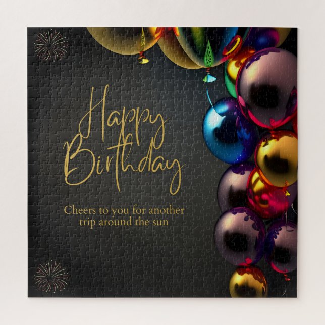 Quebra-cabeça Parabéns de Aniversário Metálicos (Vertical)
