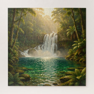 Quebra-cabeça Paradise da Selva com Cachoeira Tropical Luxuriant